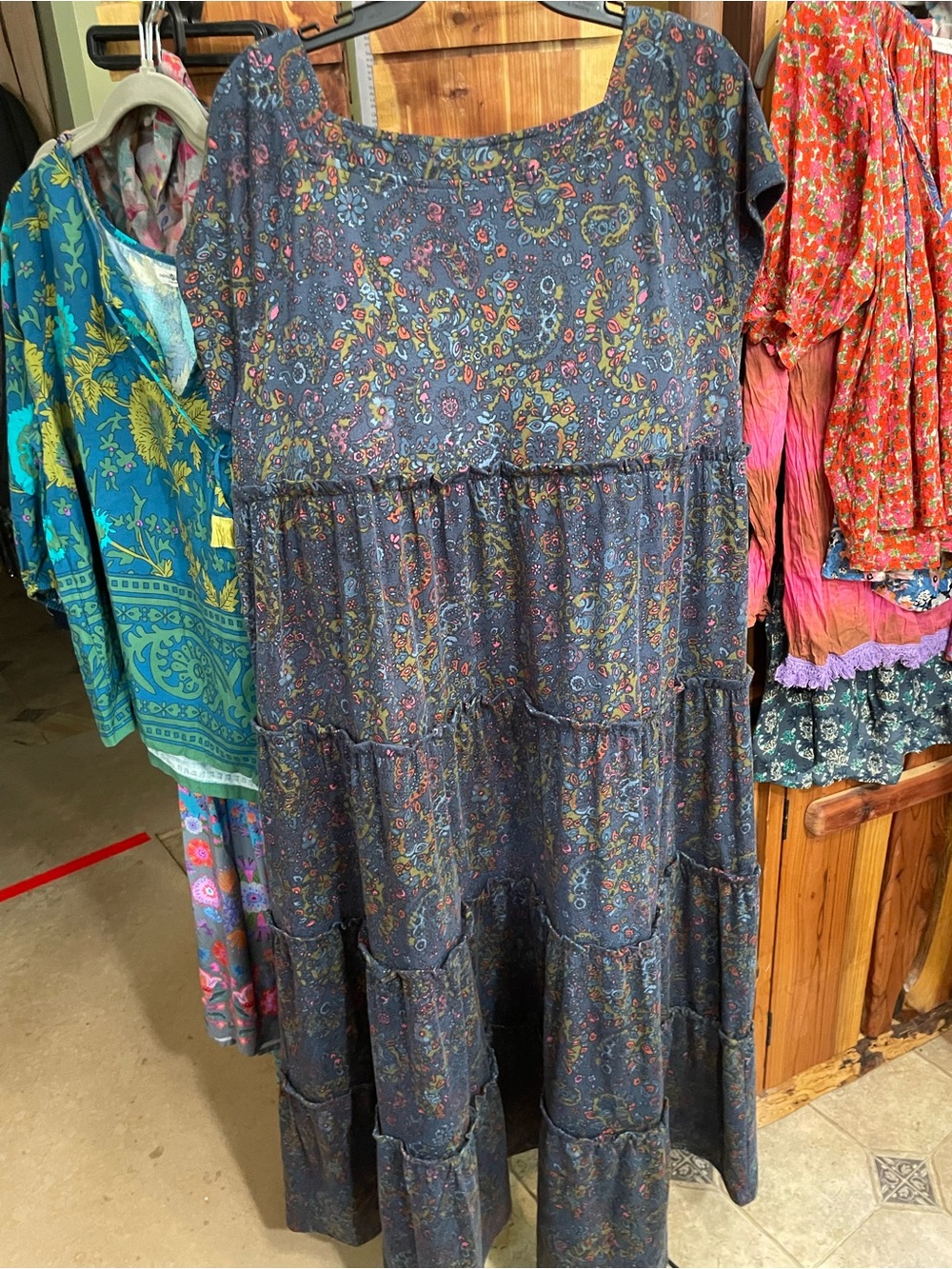 NATURAL LIFE Berkeley Berkley Navy Paisley Tiered Maxi Dress XL - Picture 5 of 7